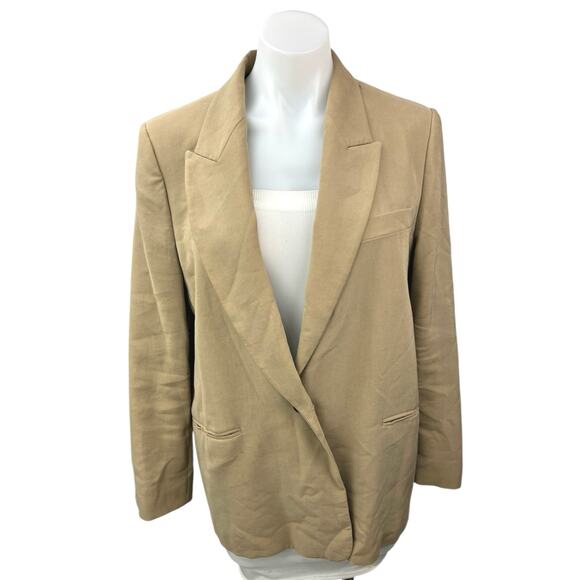 Zara Brown Tan One Button Notch Collar Long Sleeve Blazer Coat Jacket Size M - Picture 1 of 4